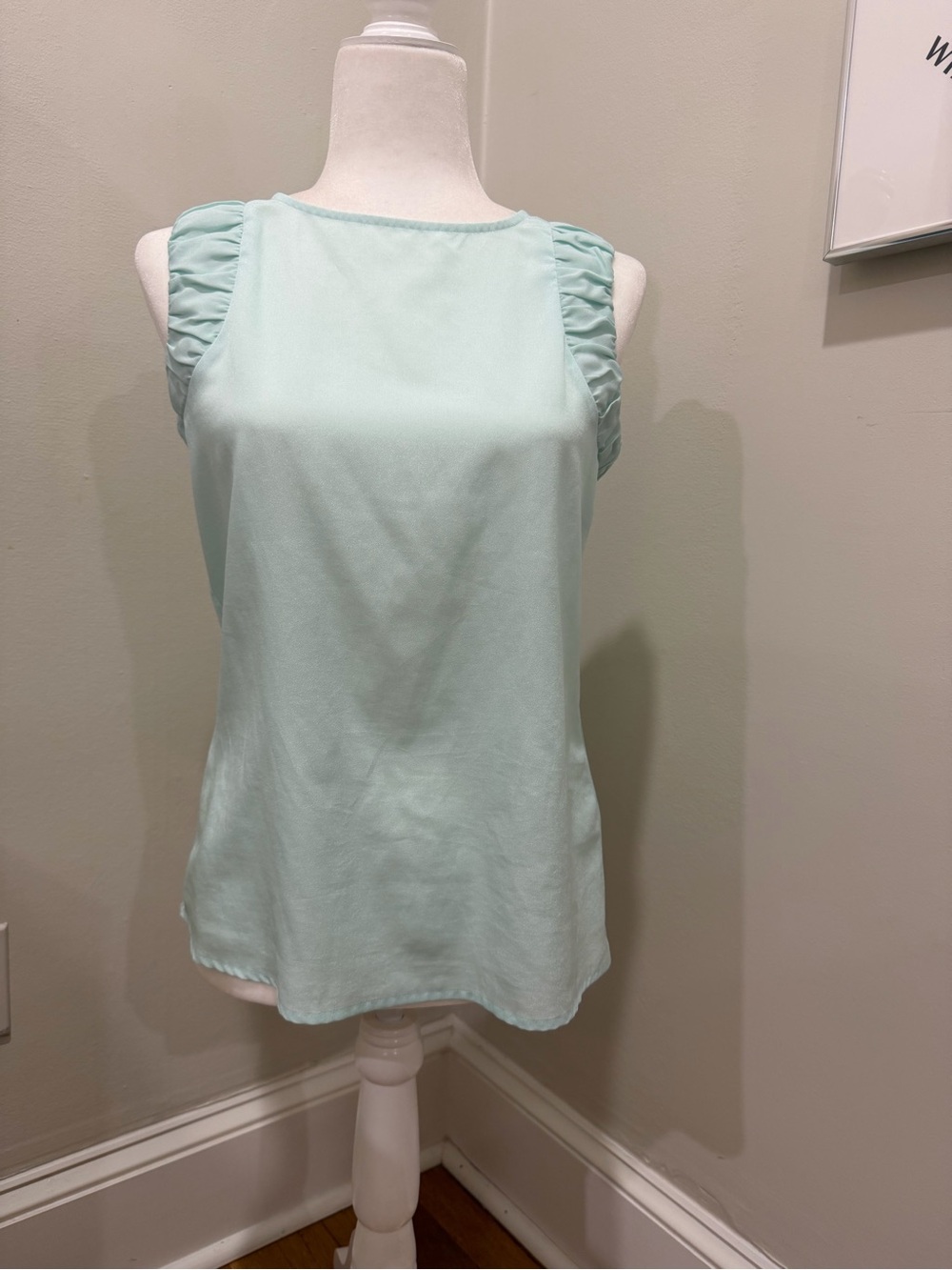 Violet & Claire Mint Sleeveless Ruffle-Shoulder Tank